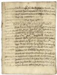 Papal Brief Manuscript From Pope Pius V -- Circa 1572