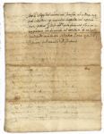 Papal Brief Manuscript From Pope Pius V -- Circa 1572