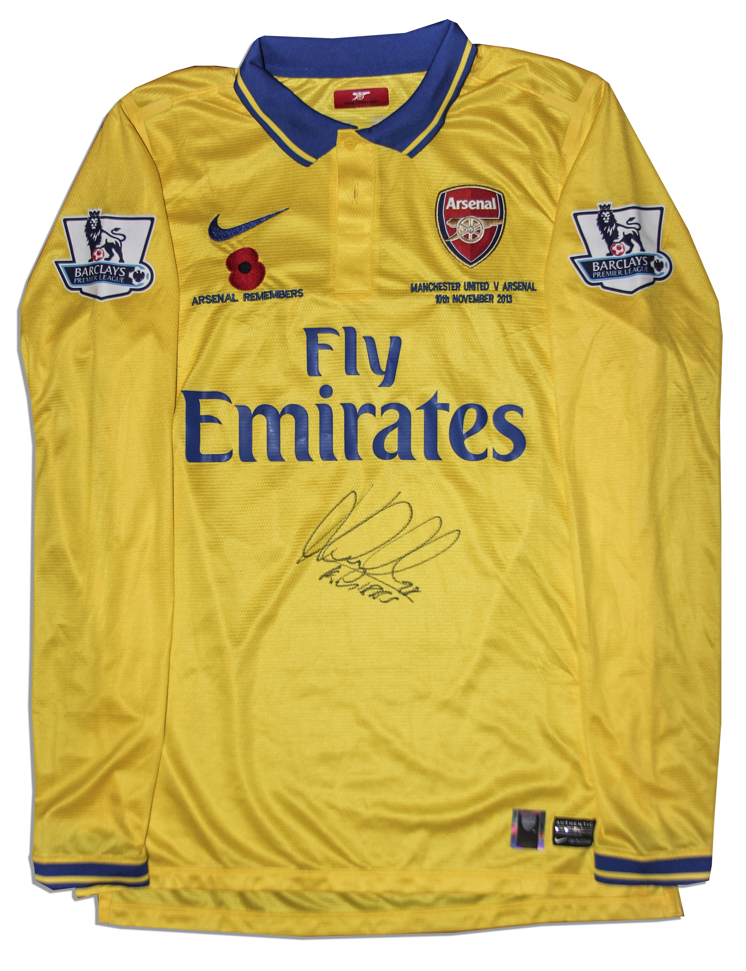 Lot Detail - Arsenal Football Shirt Match Worn and Signed by Kieran Gibbs