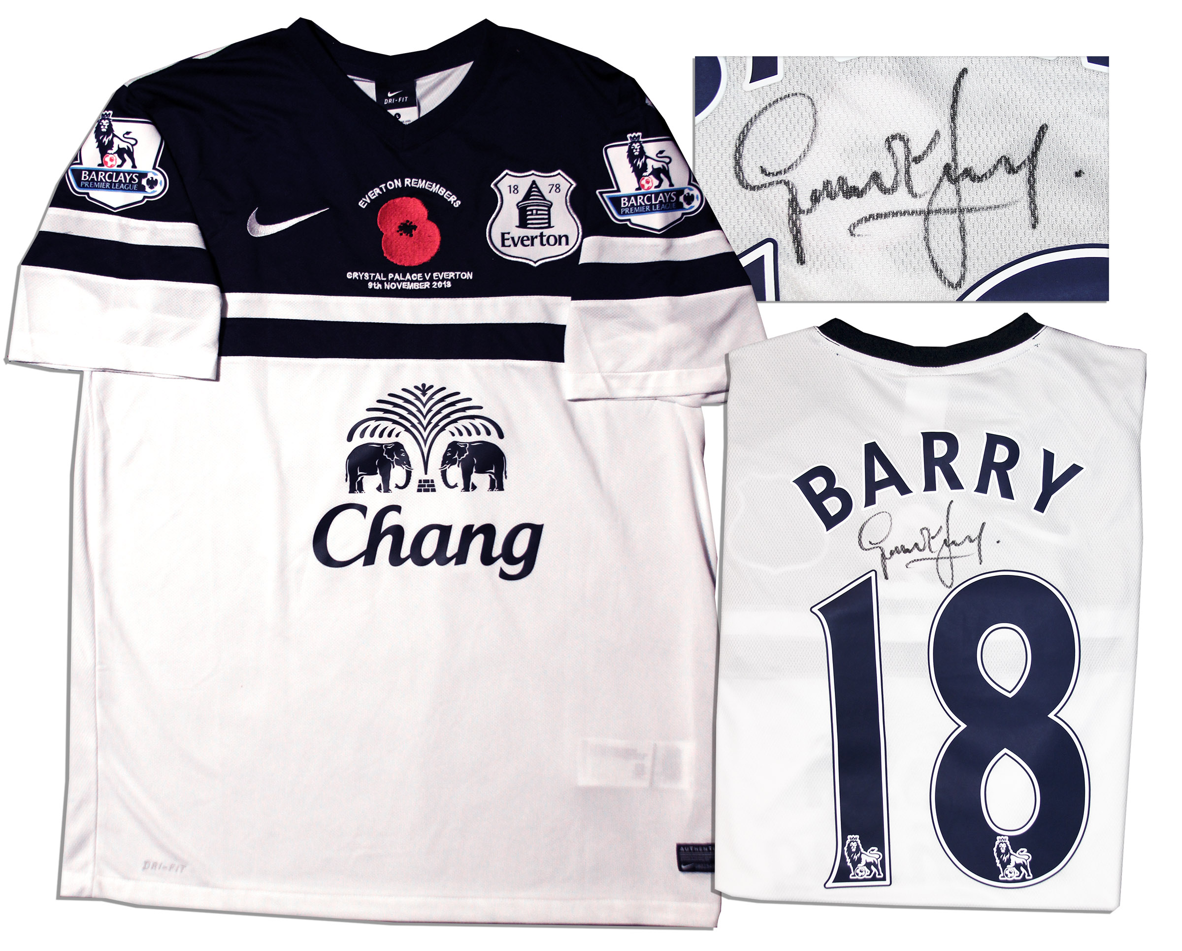 Lot Detail - Gareth Barry Match Worn Everton Football Shirt Signed