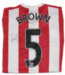Wes Brown Match Worn Sunderland Football Shirt Signed