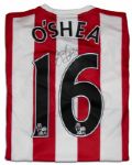 John O'Shea Match Worn Sunderland Football Shirt Signed
