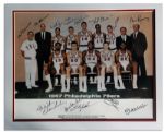 NBA World Champion Philadelphia 76ers Team Photo Signed by Wilt Chamberlain and 12 Other Team Members -- With PSA/DNA COA