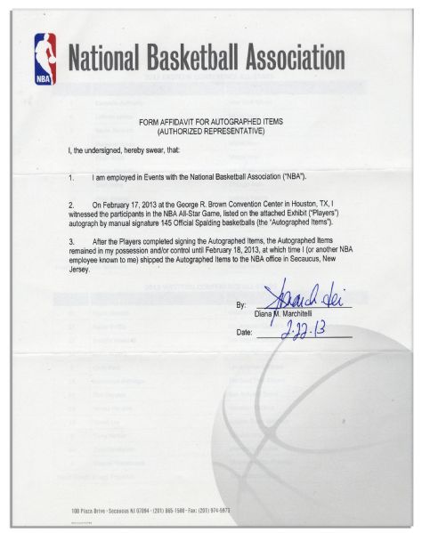 NBA 2013 All-Star Basketball Signed by 24 Players -- Includes Kobe Bryant & Kevin Garnett -- With NBA COA
