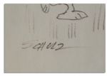 Charles Schulz Drawing of Snoopy in Winter