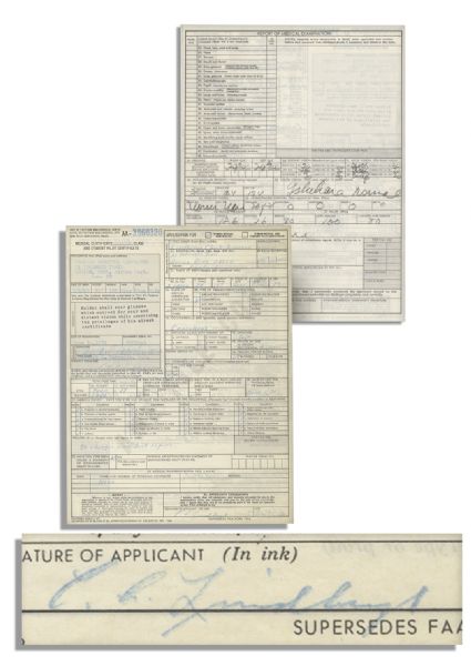 Charles Lindbergh Application for His ''Airman Medical Certificate''
