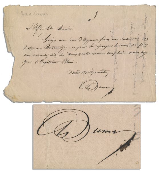 Alexandre Dumas Autograph Letter Signed 