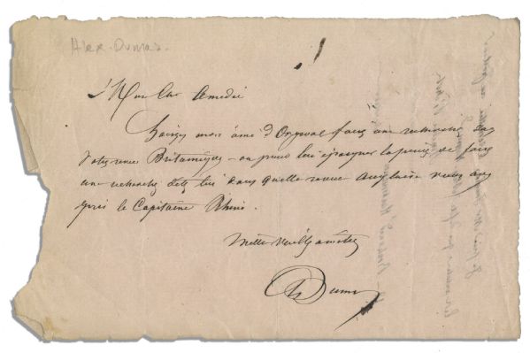 Alexandre Dumas Autograph Letter Signed 