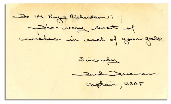 Astronaut Theodore Freeman Autograph Note Signed -- ''...very best of wishes in each of your goals...''