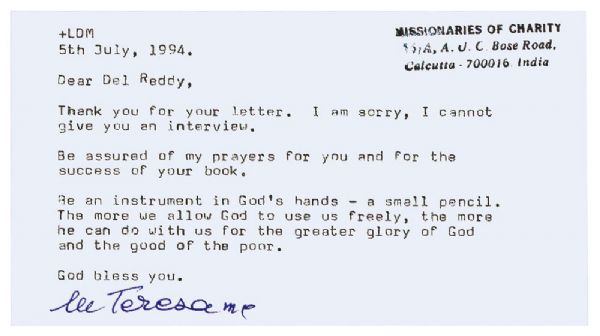 Mother Teresa Typed Letter Signed -- ''...Be an instrument in God's hands - a small pencil...''