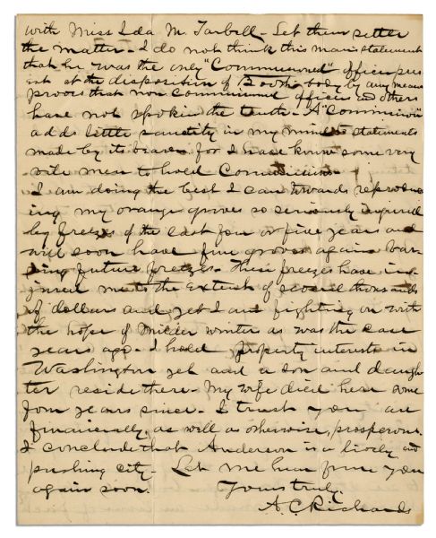 Lincoln Assassination Letter -- ''...Rev. [George] Porter...simply reiterates what he has heard from others although he writes as if he were stating matters he had witnessed in person...''