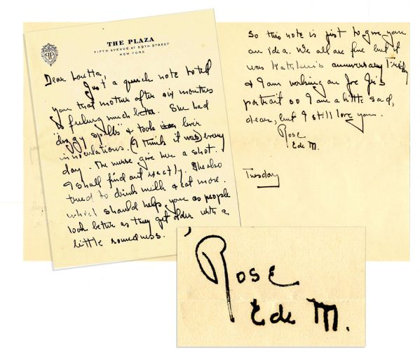 Rose Kennedy Autograph Letter Signed Mentioning Her Late Children Joesph Jr. and Kathleen -- ''...I am a little sad...''