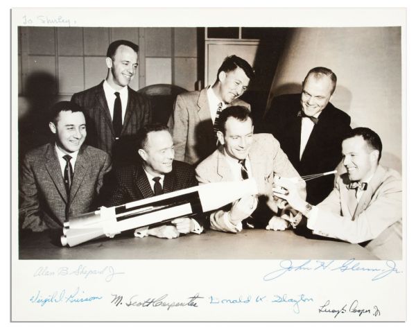 Mercury 7 Signed 10'' x 8'' Photo -- Signed by All Except Wally Schirra