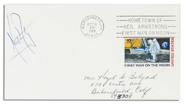 Neil Armstrong Signed Cover -- Cancelled in Armstrong's Hometown of Wapakoneta, Ohio