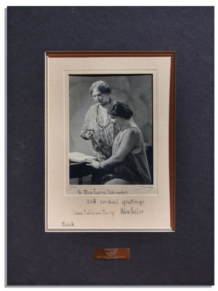 Rare Helen Keller & Anne Sullivan Macy Signed Photo Display -- Lovely Portrait Photo by Famed Photographer Nickolas Muray, Also Signed by Him & Dated 1927