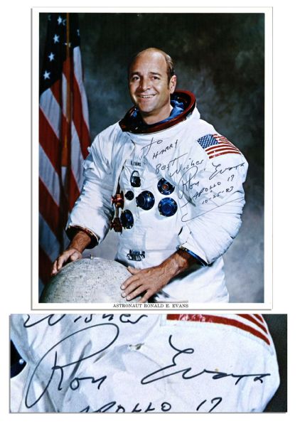 Apollo 17 Astronaut Ron Evans Signed 8'' x 10'' Photo -- Fine