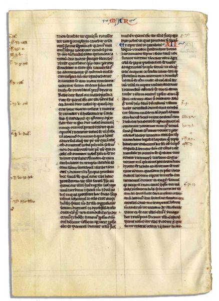 Medieval Vellum Bible Leaf Circa 1240