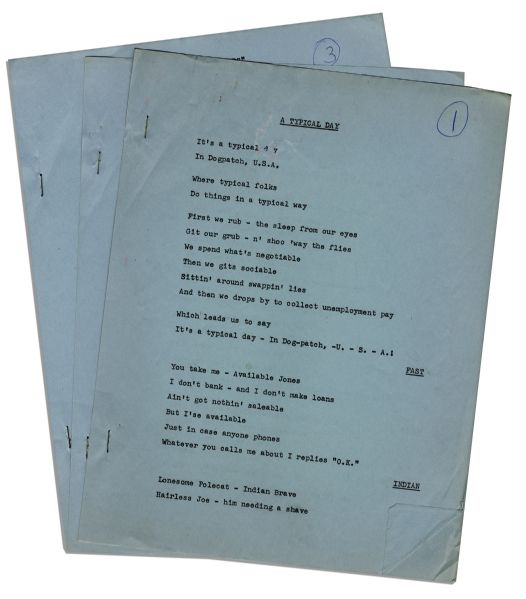 Original Script From the 1956 Adaptation of the Famous Comic Strip ''Li'l Abner'' -- Al Capp's Personal Copy