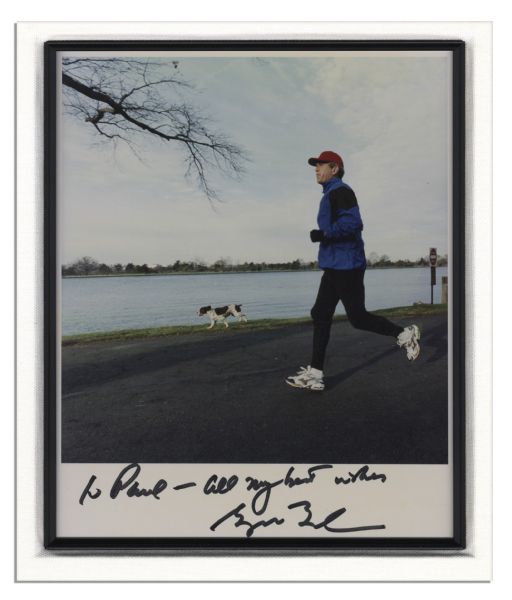 George W. Bush Signed Photo Jogging with His Dog