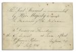 King William IV 1833 Invitation to Dinner St Jamess Palace