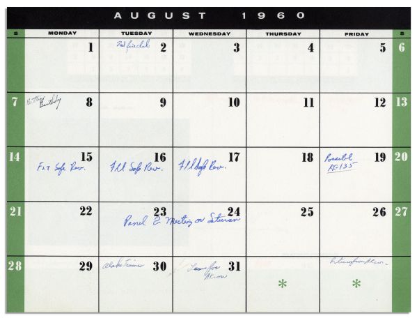 Gus Grissom's Personally Owned Date Book From 1960 -- Filled Out in His Hand With Astronaut Content -- His First Full Year as a NASA Astronaut
