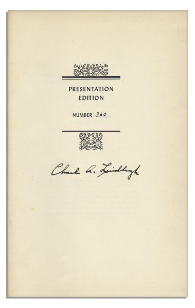 Charles Lindbergh Signed Presentation Limited Edition of ''The Spirit of St. Louis'' With Partial Dustjacket