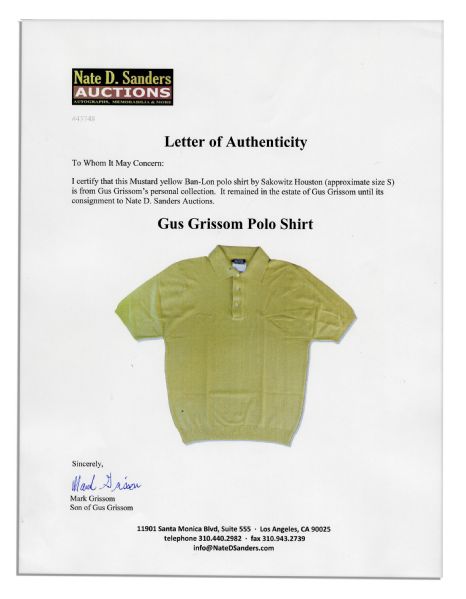 Gus Grissom Personally Owned Shirt From His Estate
