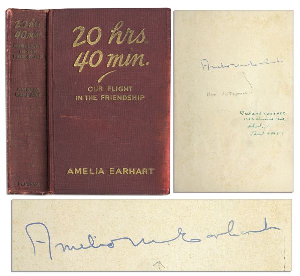 ''20 Hrs. 40 Min.'' Signed by Amelia Earhart -- With JSA LOA