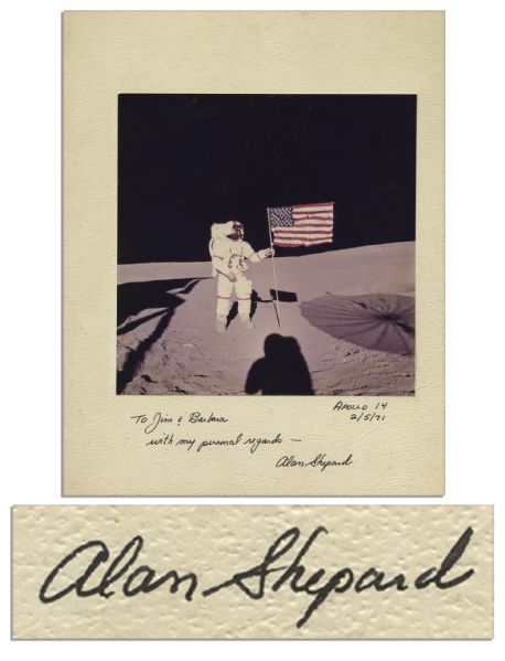 Alan Shepard Signed 10'' x 11.75'' Photo Display