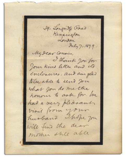 Poet George MacDonald Autograph Letter Signed -- ''...I hope you will find the dear mother still able to greet you on your return...''