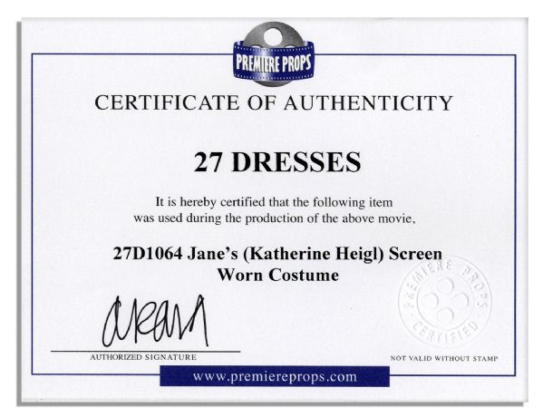 Katherine Heigl Screen-Worn Wardrobe From Her Hit Romantic Comedy ''27 Dresses''