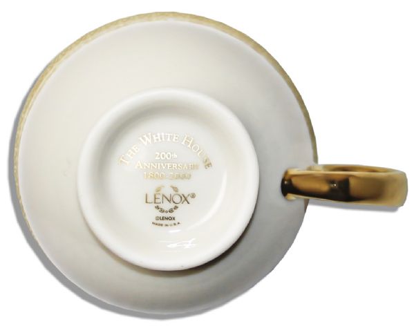 Clinton White House Used China -- Cup & Saucer Set by Lenox From The Year 2000 -- Part of the First Order of the Most Ambitious White House China Service Ever Designed -- Fine