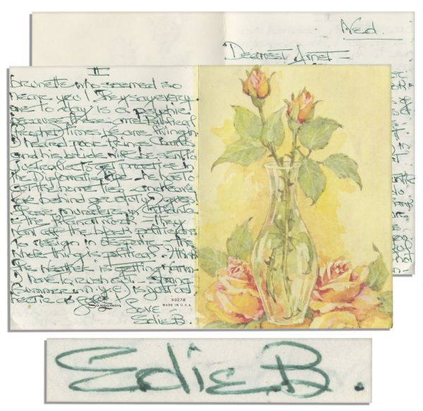 Fallen Socialite Edie Beale Autograph Letter Signed -- With Great Eccentric Content on Astrology, Prince Charles & Current Events -- ''...Those murders in Atlanta is the Klan at work...''
