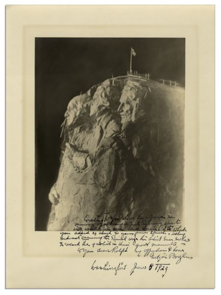 Mt. Rushmore Artist Gutzon Borglum Signed Photo -- 10.5'' x 13.75''