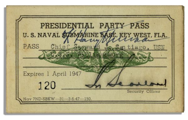 Harry Truman Signed Navy Card as President