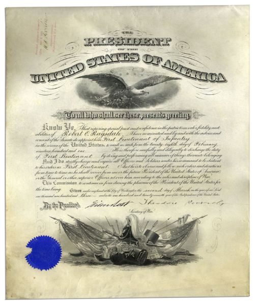 Teddy Roosevelt Document Signed as President