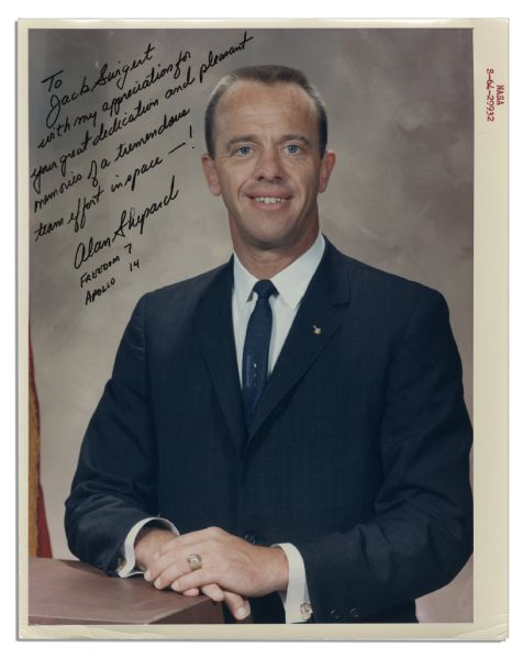 Alan Shepard Official 8'' x 10'' NASA Photo -- Signed & Inscribed to Jack Swigert