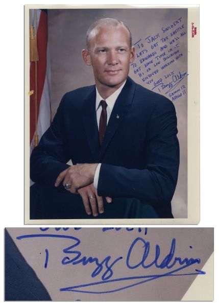 Buzz Aldrin Official NASA Photo -- Signed & Inscribed to Jack Swigert