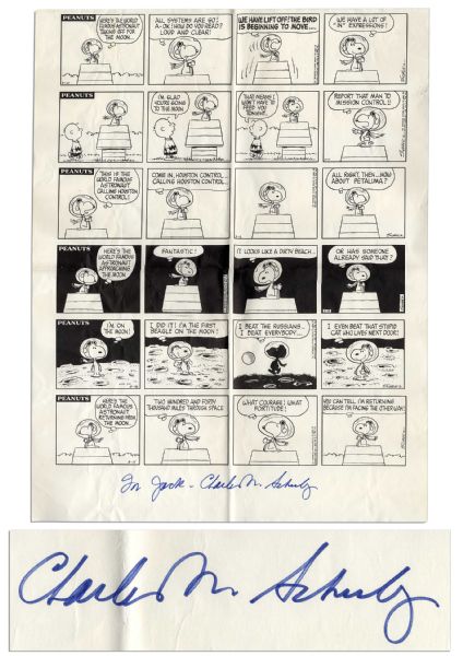 Charles Schulz ''Peanuts'' Comic Dedicated by Schulz to Apollo 13 Astronaut Jack Swigert -- Featuring Snoopy as an Astronaut