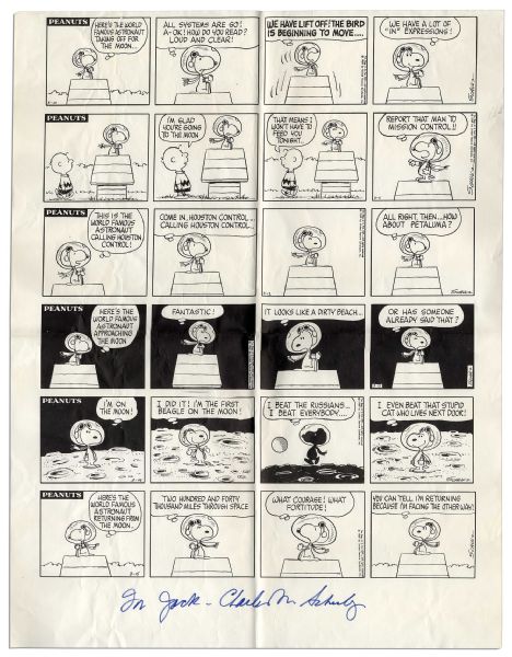 Charles Schulz ''Peanuts'' Comic Dedicated by Schulz to Apollo 13 Astronaut Jack Swigert -- Featuring Snoopy as an Astronaut