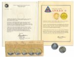 Jack Swigerts Own Collection of Half a Dozen Apollo 8 Commemorative Coins