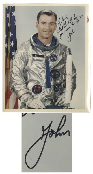 Apollo 16 Astronaut John Young 8'' x 10'' Signed Photo -- Inscribed to Jack Swigert