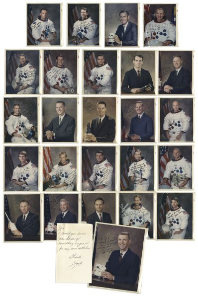 Lot of 24 Astronaut 8'' x 10'' Photos Signed -- All Dedicated to Apollo 13 Pilot Jack Swigert, From His Personal Collection -- Including Bob Crippen