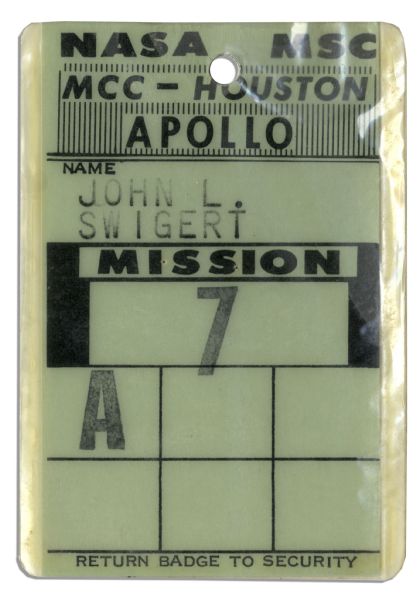 Apollo 7 Badge Issued to Jack Swigert -- From His Personal Collection