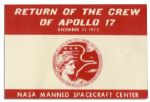 Jack Swigerts Personally Owned Pass From The Return of The Apollo 17 Crew