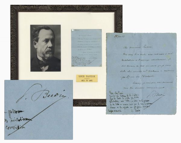 Louis Pasteur Autograph Letter Signed -- ''...salute through Mr. Audin a new success for microbial studies. No one can bring to them a more firm conviction...''