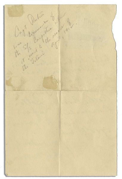 Titanic Rescuing Captain Arthur Rostron Autograph Letter Signed