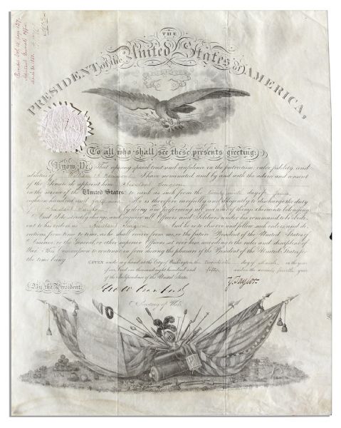 President Zachary Taylor 1850 Military Appointment Signed in Beautiful Condition