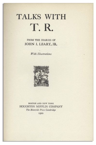 Edith Roosevelt Signed & Inscribed ''Talks With T.R.''