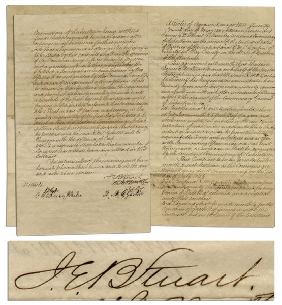 Confederate Cavalry General J.E.B. Stuart Document Signed as a US Quartermaster